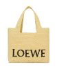 Loewe Small Font Tote In Raffia Apricot