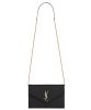 Saint Laurent Envelope Chain Wallet In Grain De Poudre Embossed Leather Black