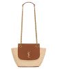 Saint Laurent Mini Manon In Raffia And Aged Vegetable-Tanned Leather Coffee
