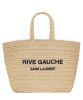 Saint Laurent Rive Gauche Supple Tote Bag In Raffia Crochet Apricot