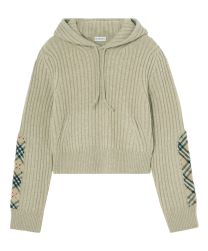 Burberry Women's Check Patch Hoodie Cream