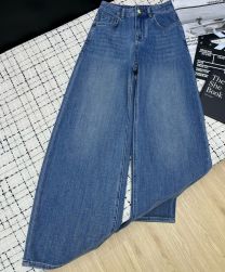 Chanel Women's High-Waisted Wide-Leg Jeans Blue