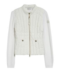 Moncler Women's Paneled Quilted Zip-Up Cardigan Cream