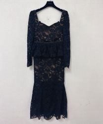 Self-Portrait Women's Long-Sleeve Lace Mermaid Dress Black