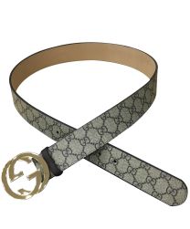 Gucci GG Supreme belt with G buckle 370543 Coffee