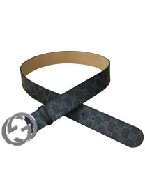Gucci GG Supreme belt with G buckle 370543 Black