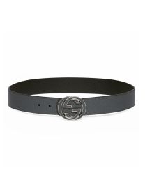 Gucci Reversible Belt With Interlocking G Buckle Gray