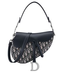 Christian Dior Saddle Bag with Strap Dark Blue