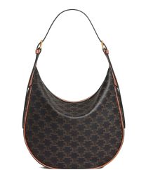 Celine Heloise Bag In Triomphe Canvas And Calfskin Coffee