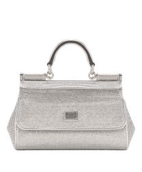 Dolce Gabbana Satin Sicily Bag With Fusible Rhinestones Silver