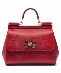 Dolce & Gabbana Sicily handbag With iguana-print and DG crystal logo patch 