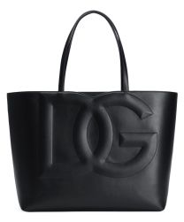 Dolce & Gabbana Logo medium cowhide leather tote bag Black