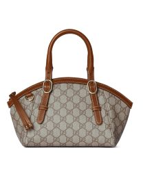 Gucci GG Emblem Small Top Handle Bag Coffee