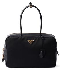 Prada Large Re-Nylon And Leather Top-handle Bag With Padlock 1BB131 Black