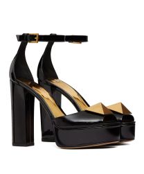 Valentino Women's Open Toe Pump With One Stud Platform In Patent Leather 120 MM 