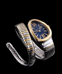 Bvlgari Serpenti 18ct pink-gold and stainless steel watch Blue